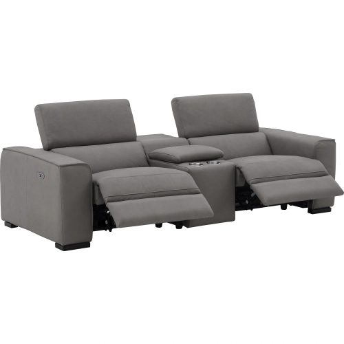 Picasso Power Motion Console Loveseat in Truffle Top Grain Leather